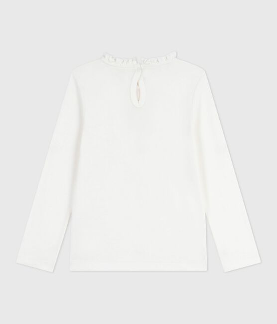 Children's long-sleeved plain cotton T-shirt MARSHMALLOW white