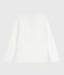 Children's long-sleeved plain cotton T-shirt MARSHMALLOW white