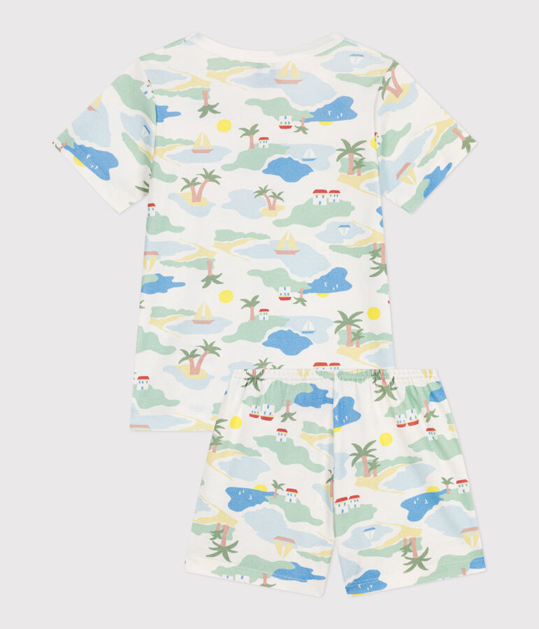 Children's short printed cotton pyjamas white/multicolor