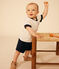 Babies' Short-Sleeved Lightweight Jersey T-Shirt AVALANCHE white/SMOKING blue