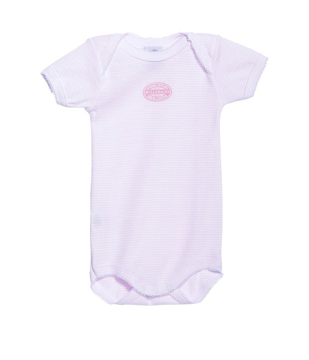Baby girl short-sleeved milleraies striped bodysuit pink/white