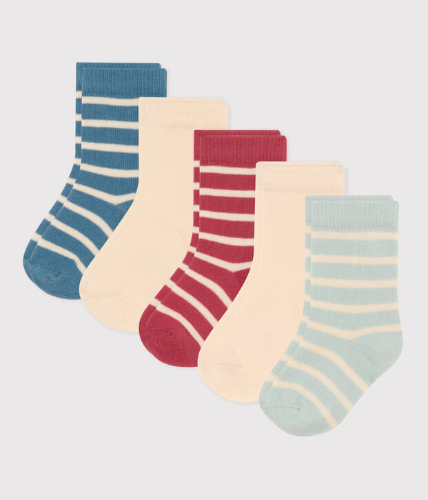 Babies' Cotton Jersey Striped Socks - Pack of 5 multicolor