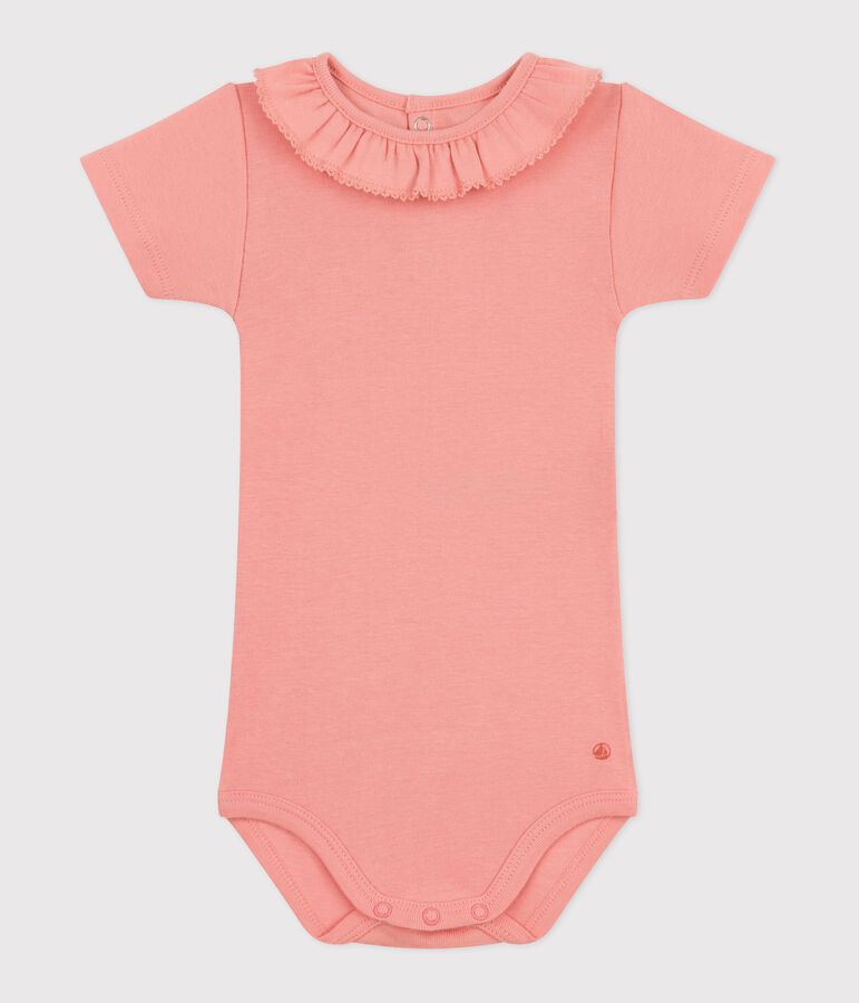 Babies' short-sleeved plain cotton body orange