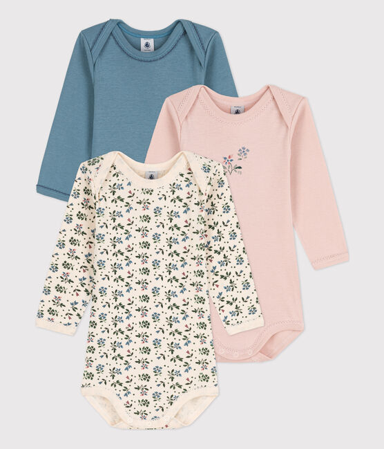 Babies' Floral Long-Sleeved Cotton Bodysuits - 3-Pack variante 1