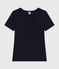 Women's iconic plain short-sleeved rib knit T-shirt SMOKING blue