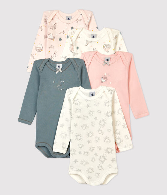 Baby Girls' Princess Patterned Long-Sleeved Cotton Bodysuit - 5-Pack variante 1