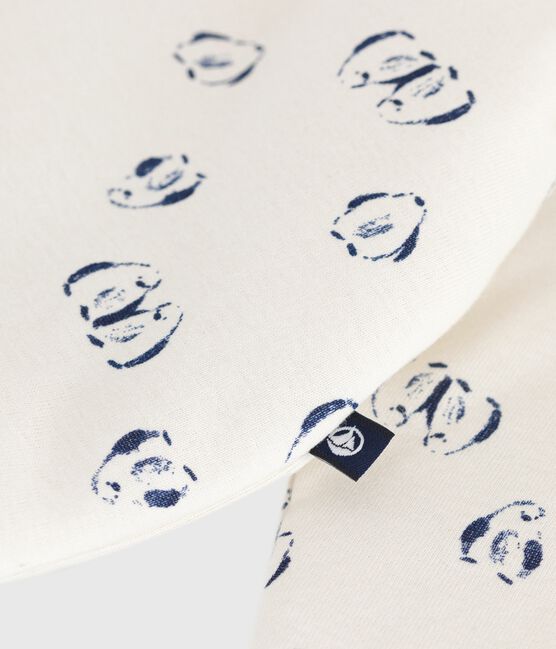 Babies' padded penguin-print cotton jumpsuit. MILK blue/SOIR
