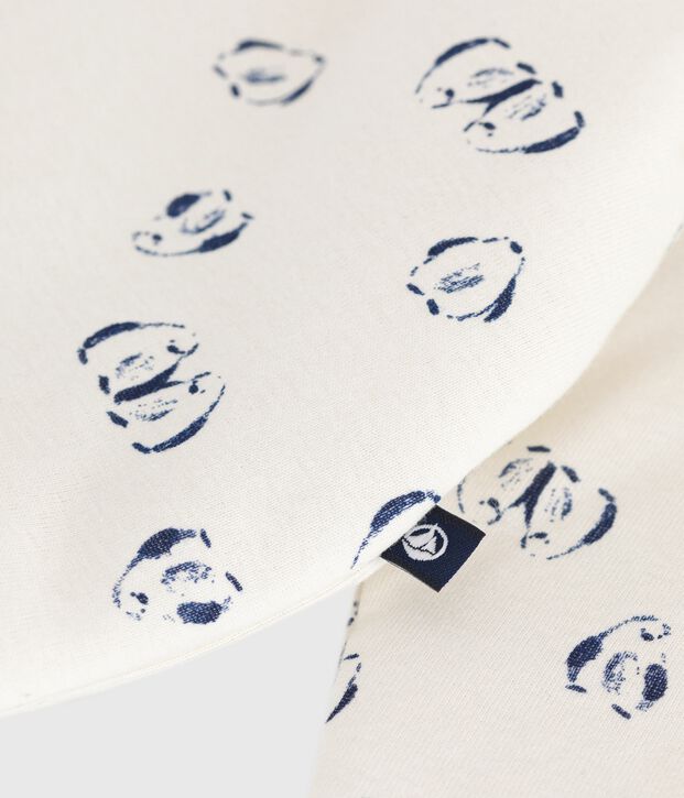 Babies' padded penguin-print cotton jumpsuit. blue/blue