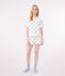 Women's short heart print cotton pyjamas MARSHMALLOW white/MULTICO white