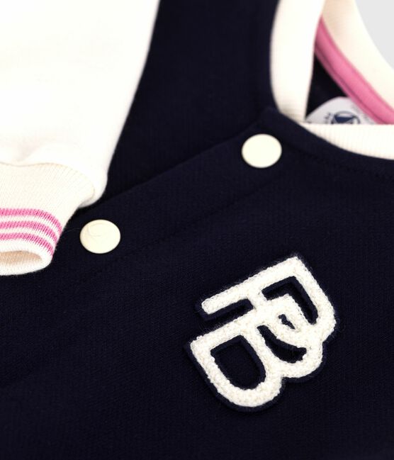 Babies' varsity-style cotton jacket SOIR blue/MILK