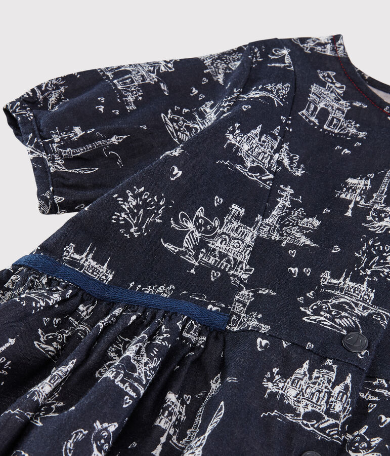 Girls' short-sleeved tube knit dress blue/white