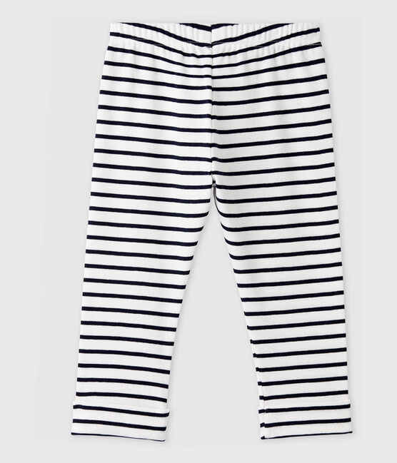 Babies' Unisex Cotton Trousers MARSHMALLOW white/SMOKING blue