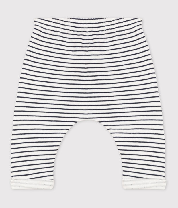 Babies' Sailor Striped Cotton Tube Knit Trousers white/blue