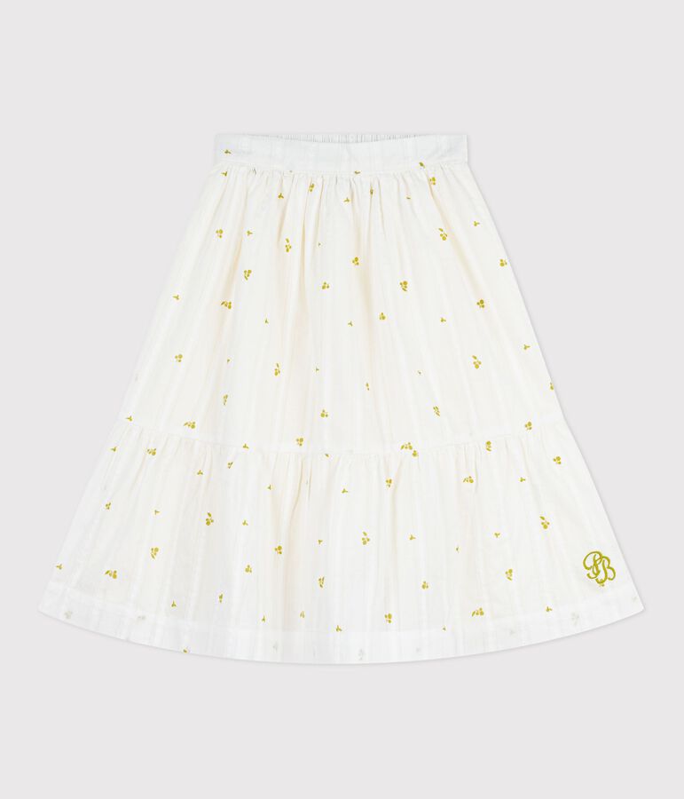 Children's long floral print cotton skirt green/green