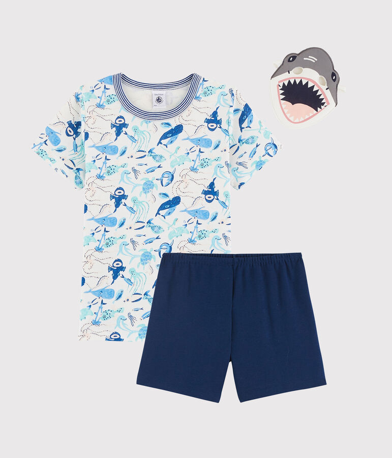 Unisex Fancy Dress Cotton Shark Short Pyjamas white/multicolor