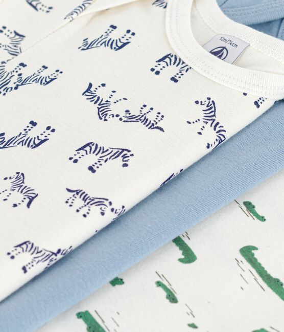 Pack of short-sleeved animal-themed cotton bodies for babies variante 1