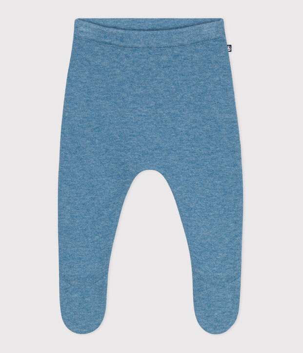 Babies' trousers in a wool and cotton knit blue