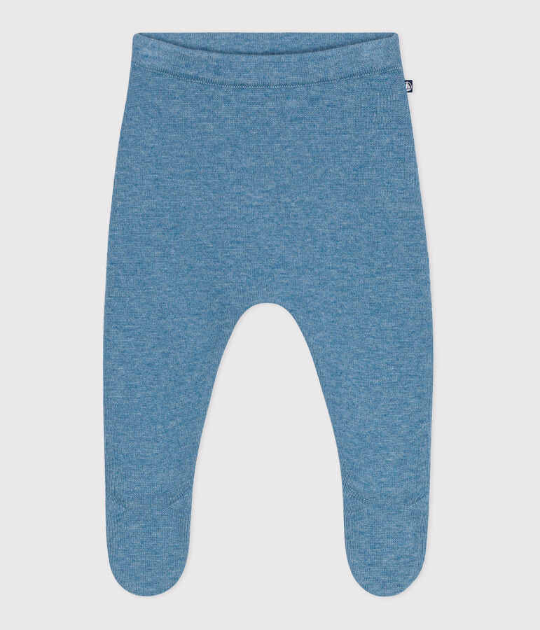 Babies' trousers in a wool and cotton knit blue