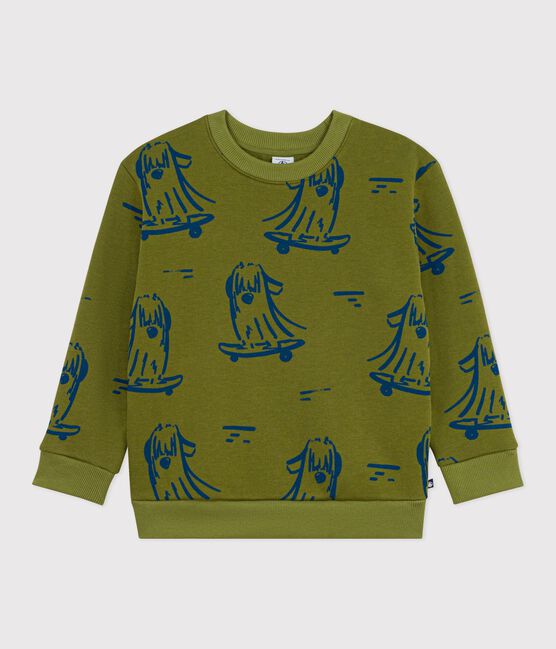 Children's printed cotton sweatshirt CEDAR blue/OLYMPIC