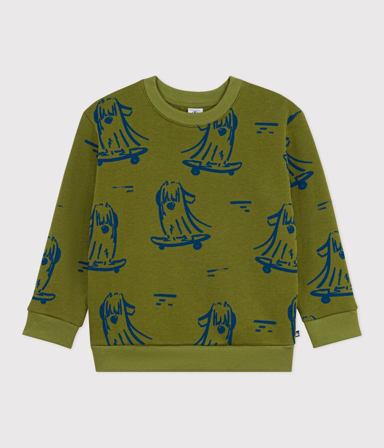 Children's printed cotton sweatshirt green/blue
