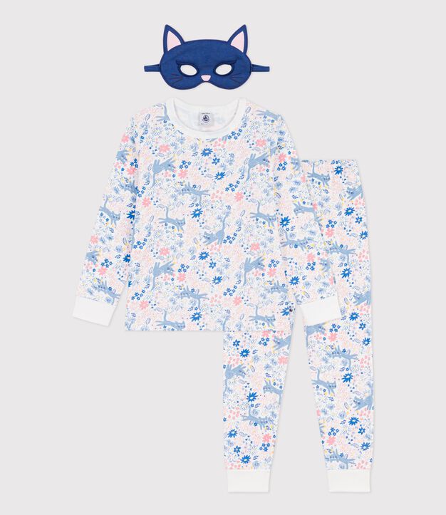 Children's floral print cotton fancy dress pyjamas white/multicolor