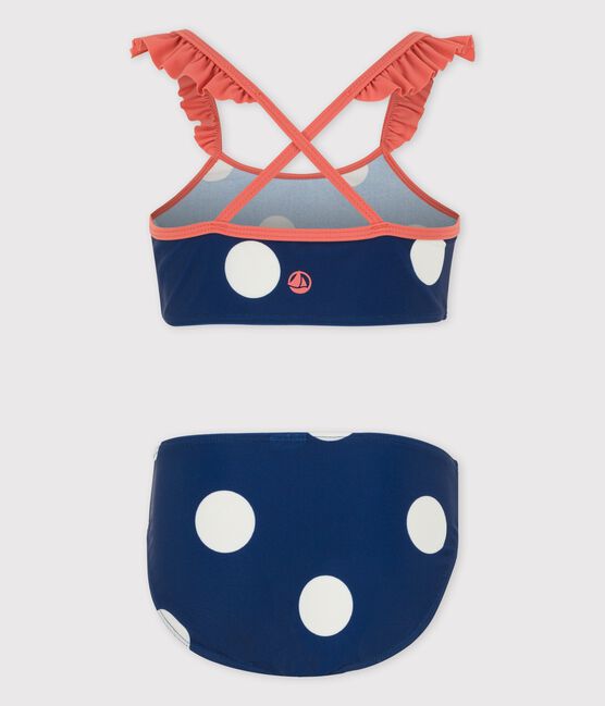 Girls' Two-Piece Spotted Swimsuit MEDIEVAL blue/MARSHMALLOW white