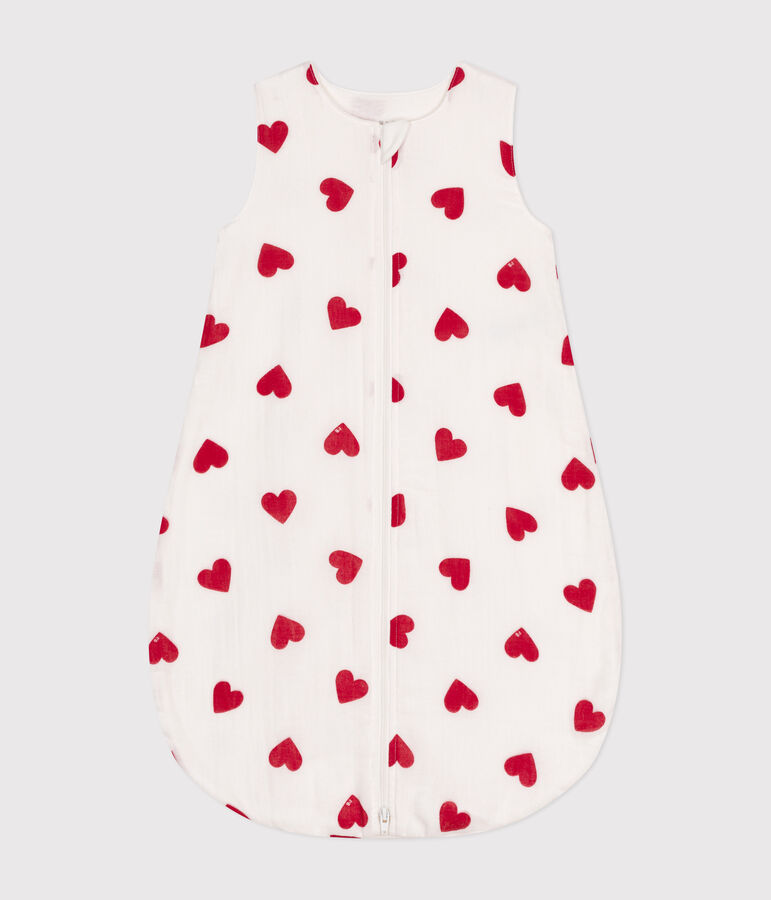 Babies' Cotton TOG-1 Rated Sleeping Bag MARSHMALLOW white/TERKUIT red