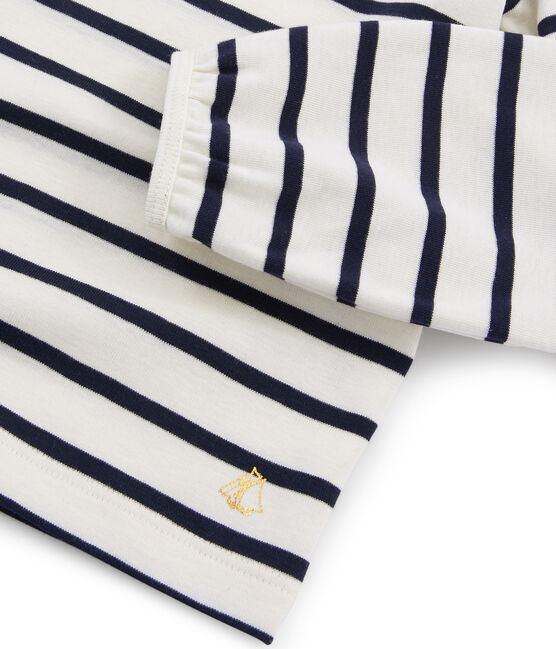 Girls' T-Shirt COQUILLE beige/SMOKING blue
