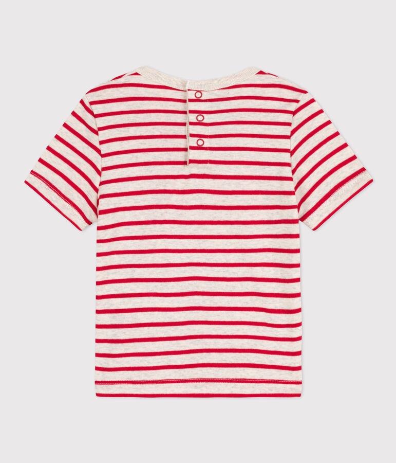 Babies' Stripy Cotton Short-Sleeved T-Shirt MONTELIMAR /PEPS