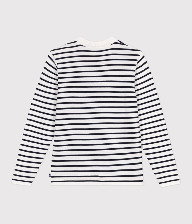 Women's striped cotton sailor-striped jumper white/blue