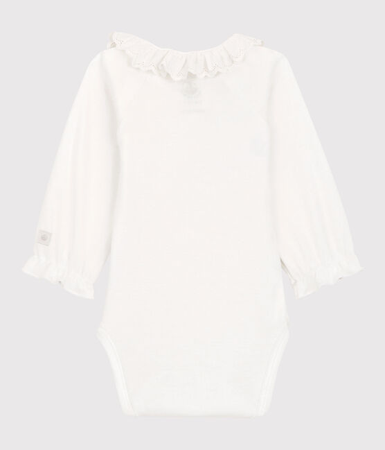 Baby Girls' Organic Cotton Bodysuit with Collar MARSHMALLOW white