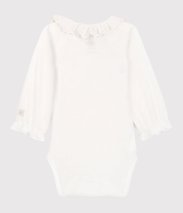 Baby Girls' Organic Cotton Bodysuit with Collar white