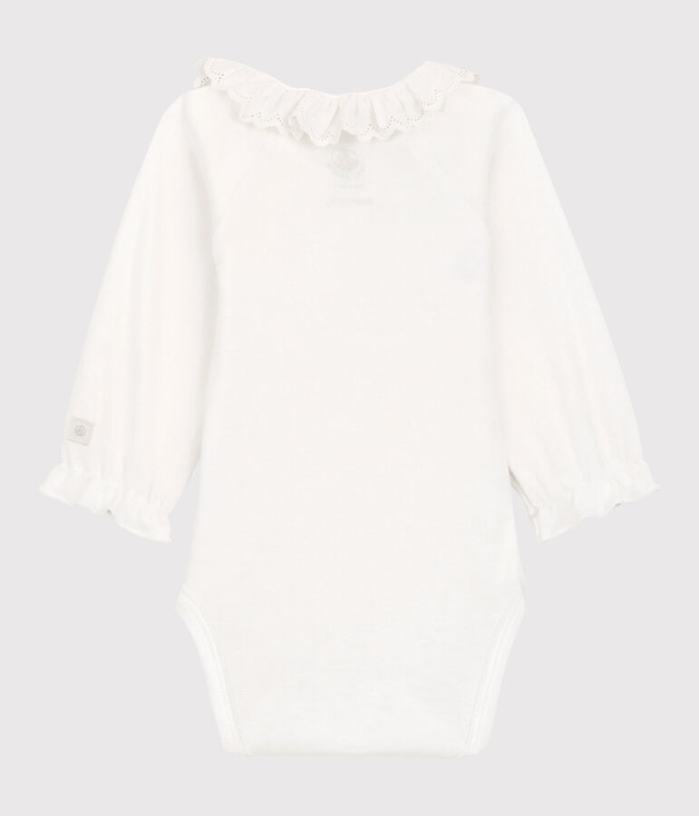 Baby Girls' Organic Cotton Bodysuit with Collar white