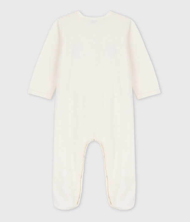 Babies' Fox Patterned Velour Sleepsuit white