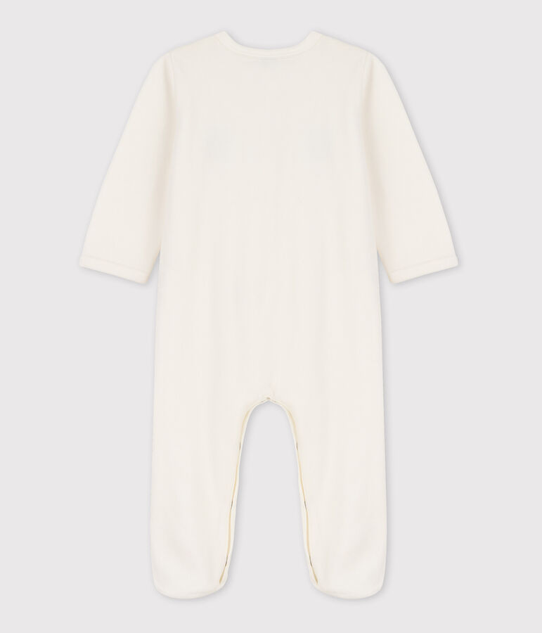 Babies' Fox Patterned Velour Sleepsuit white