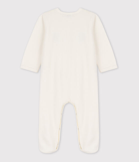 Babies' Fox Patterned Velour Sleepsuit MARSHMALLOW white
