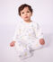 Babies' velour pyjama suit printed with dragons white/multicolor