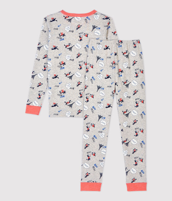 Boys' Snugfit Paris Print Organic Cotton Pyjamas BELUGA grey/MULTICO white