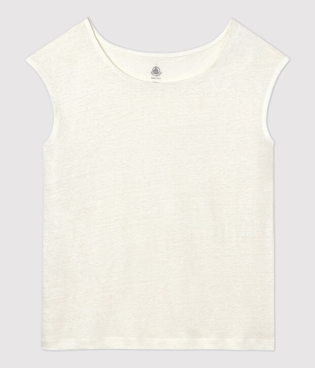 Women's Plain Linen T-Shirt white