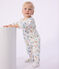 Babies' savannah print cotton pyjama suit with a zip MARSHMALLOW white/MULTICO white