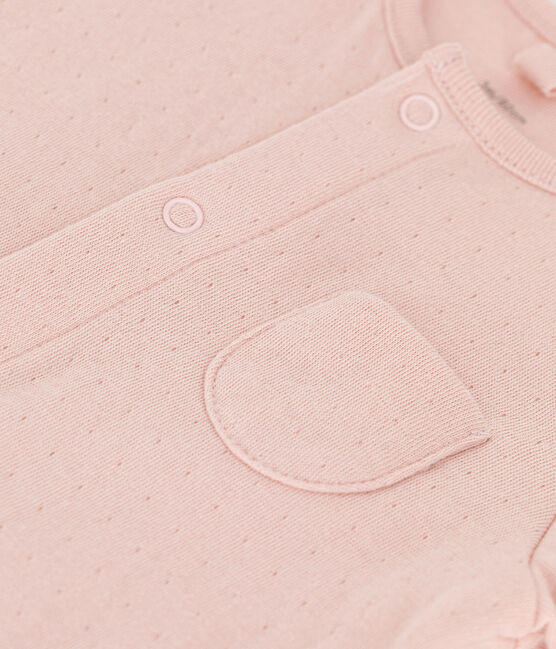 Babies' Plain Organic Tube Knit Long Playsuit SALINE pink