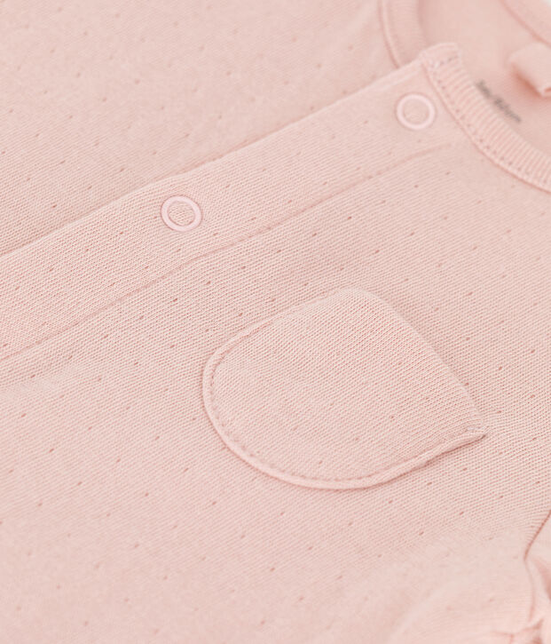 Babies' Plain Organic Tube Knit Long Playsuit pink