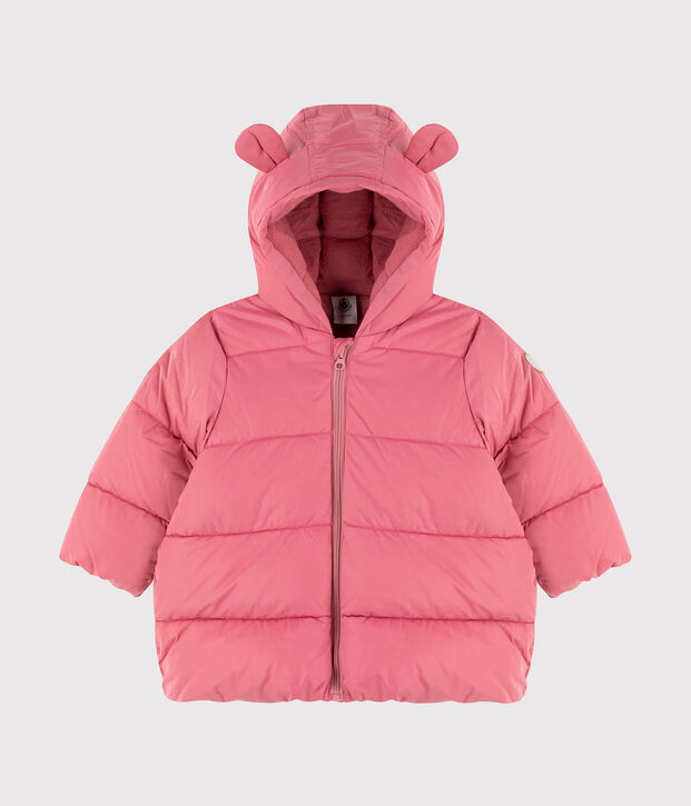 Baby girl's plain quilted puffer jacket pink