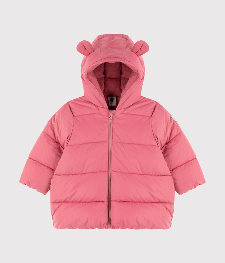 Baby girl's plain quilted puffer jacket CHEEK pink