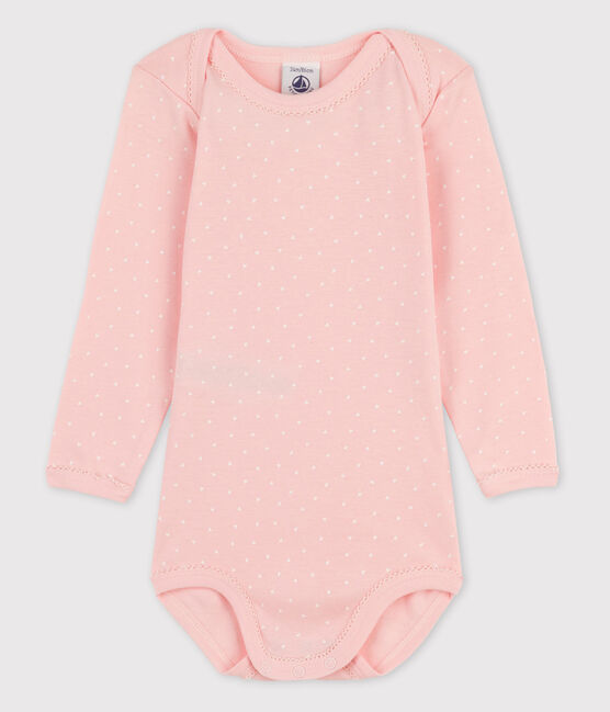 Baby Girls' Long-Sleeved Bodysuit MINOIS pink/MARSHMALLOW white