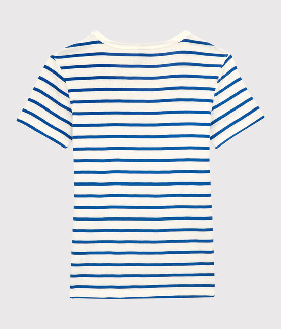 Women's Iconic Organic Cotton V-Neck T-Shirt MARSHMALLOW white/DELFT blue