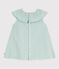 Babies' short-sleeved plain cotton dress with a ruff collar SPRAY blue