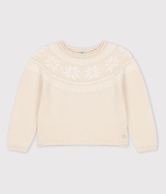 Girls' Wool/Cotton Jumper JERRYCAN MOULINE beige/MARSHMALLOW