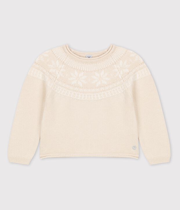 Girls' Wool/Cotton Jumper beige/white