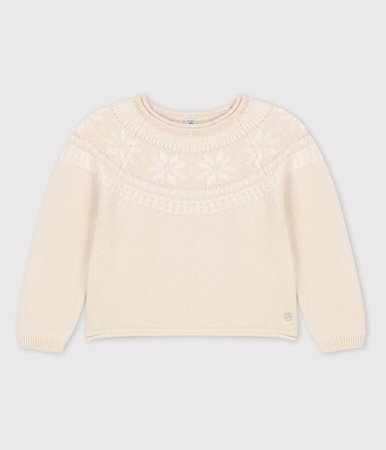Girls' Wool/Cotton Jumper beige/white